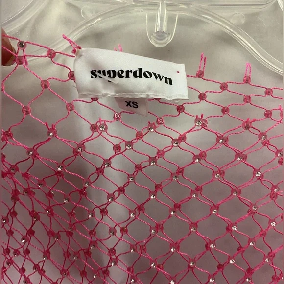 Superdown Karolie Sheer Rhinestone Top - with blemish - Picture 4 of 7